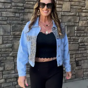 Leopard-Patchwork Denim Jacket