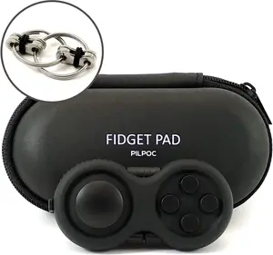 PILPOC Fidget Pad, Fidget Controller Toy for Highly Increased Focus, Reduced Stress & Anxiety, Enhances Productivity & Calms Nerves for ADHD, Remote Control Sensory Play for Kids (Black)