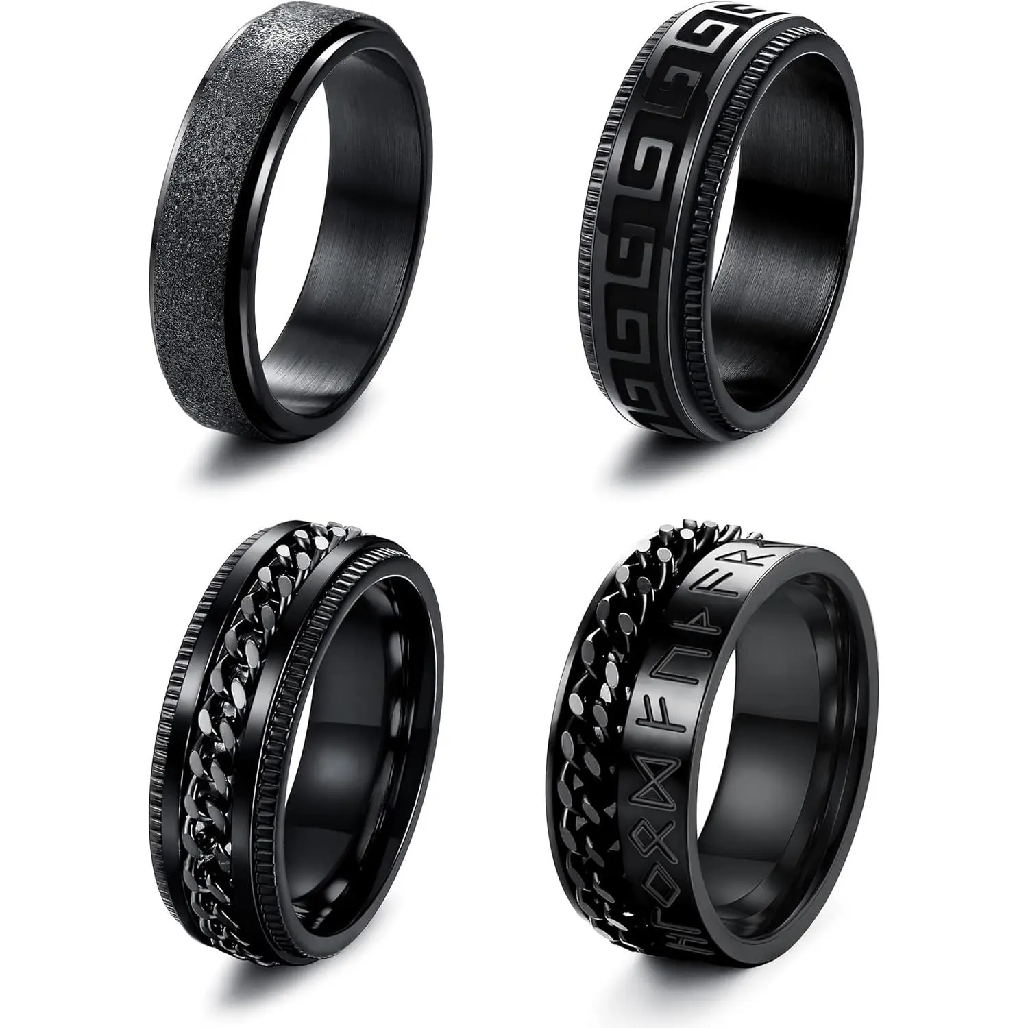 FUNRUN JEWELRY Stainless Steel Fidget Anxiety Ring for Women Men Fidget Spinner Rings Moon Star Celtic Stress Relieving Spinning Ring Wedding Band Rings Set,4-6Pcs DealsForYouDays