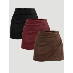 Women's retro Italian black velvet skirt set, autumn and winter fashionable casual A-line short skirt, 3-piece setRAIMENTRY