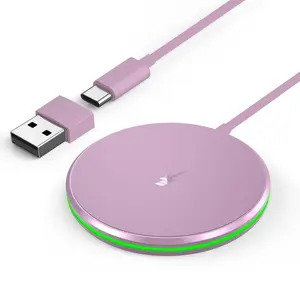 15W Magnetic Wireless Charger Ultra-Fast Mag-Safe Charging for iPhone 16/15/14/13/12 Series Sleep-Friendly Light Compatible with AirPods Pro 3/2
