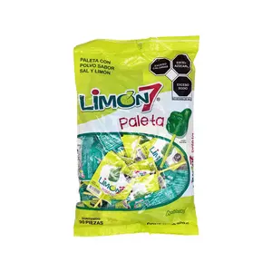 Limon 7 Paleta (Lollipop Covered with Lemon and Salt Powder) Mexican Candy Sweet Sour Dulces Mexicanos Tangy Candies