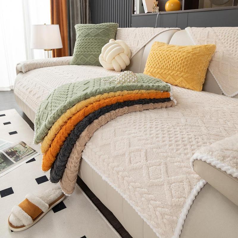 Solid Color Sofa Cover,For Boneless Chaise Lounge Sofa Bed Non-slip Sofa Slipcover,Soft Comfortable Sofa Towel Or Throw Pillowcase,Sofa Protector for Home Living Room