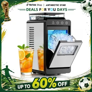Antarctic Star Ice Maker, Portable Ice Machine with Self-Cleaning Function, 8 Cubes in 6 Mins Fast Countertop Ice Making, Compact Ice Cube Maker for Home, Kitchen, RV, Travel, Steel
