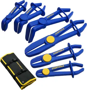 6PCS Automotive Hose Clamp Tool Set – Pinch Off Pliers with Straight & 90° Angled Pliers for Brake, Fuel, Coolant & Radiator Hoses