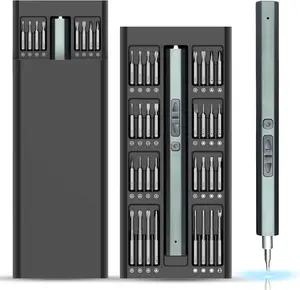 Mini Electric Screwdriver, Precision Electric Screwdriver, 64-in-1 Magnetic Bits, Max 3 N.m, Magnetic Storage, 5/32''Hex, Repair Tool Set for Phone Camera Laptop Watch - Grey