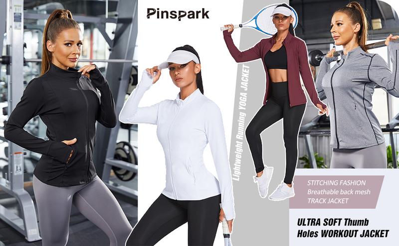 PINSPARK Women Sports Jackets Workout Full Zip Track Tops Running Yoga Jacket Breathable Activewear tracksuit flexible tracksuit workout set Springtok