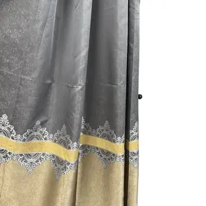 Turkish Curtains with Gray and Gold Accents and Intricate Lace Design