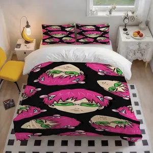3Pcs Saiki Kusuo fan art Themed Patterned Breathable 100 Polyester Bedding Set, Elegant Design, Thoughtful Christmas Gift, Suits Bedroom, Guest Room & Dorm, 1 Duvet Cover 2 Pillowcases (No Insert)