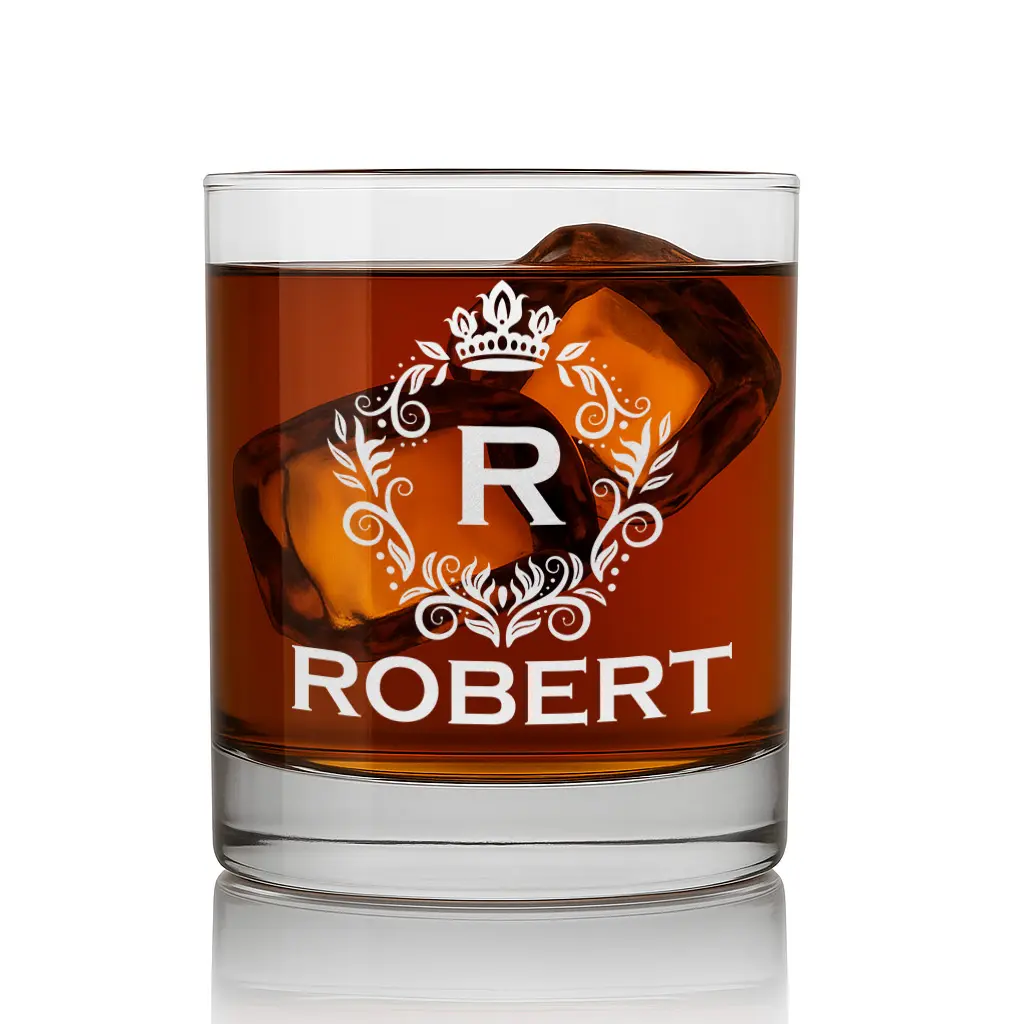 Personalized Whiskey Glass with Name Custom Engraved Laser Etched Tumbler Barware Gift for Him for Her Groomsmen Wedding Fathers Day