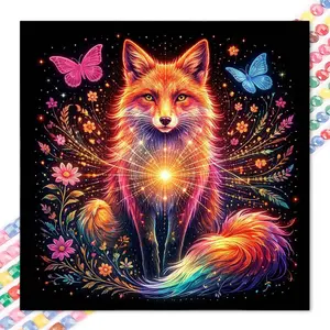 1 set of DIY diamond painting kit, 5D diamond art set, DIY decoration colored flowers, butterflies, fox tails. Mosaic, diamond art, DIY art home decoration, Handcraft