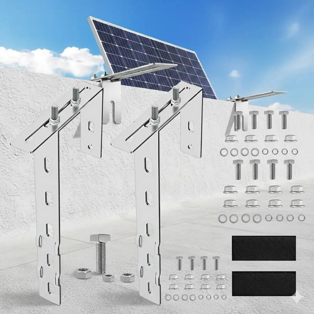 No-Drill Solar Panel Mounting Kit for Square Railings: Sturdy, Rustproof Balcony Installation, Easy DIY Setup for Home Roof & Outdoor PV Systems