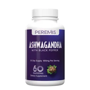 Peremis Ashwagandha With Black Pepper Gummies 655mg Per Serving 30 Day Supply 60 Gummies Calm Mind Sharpen Focus Support Sleep Energy