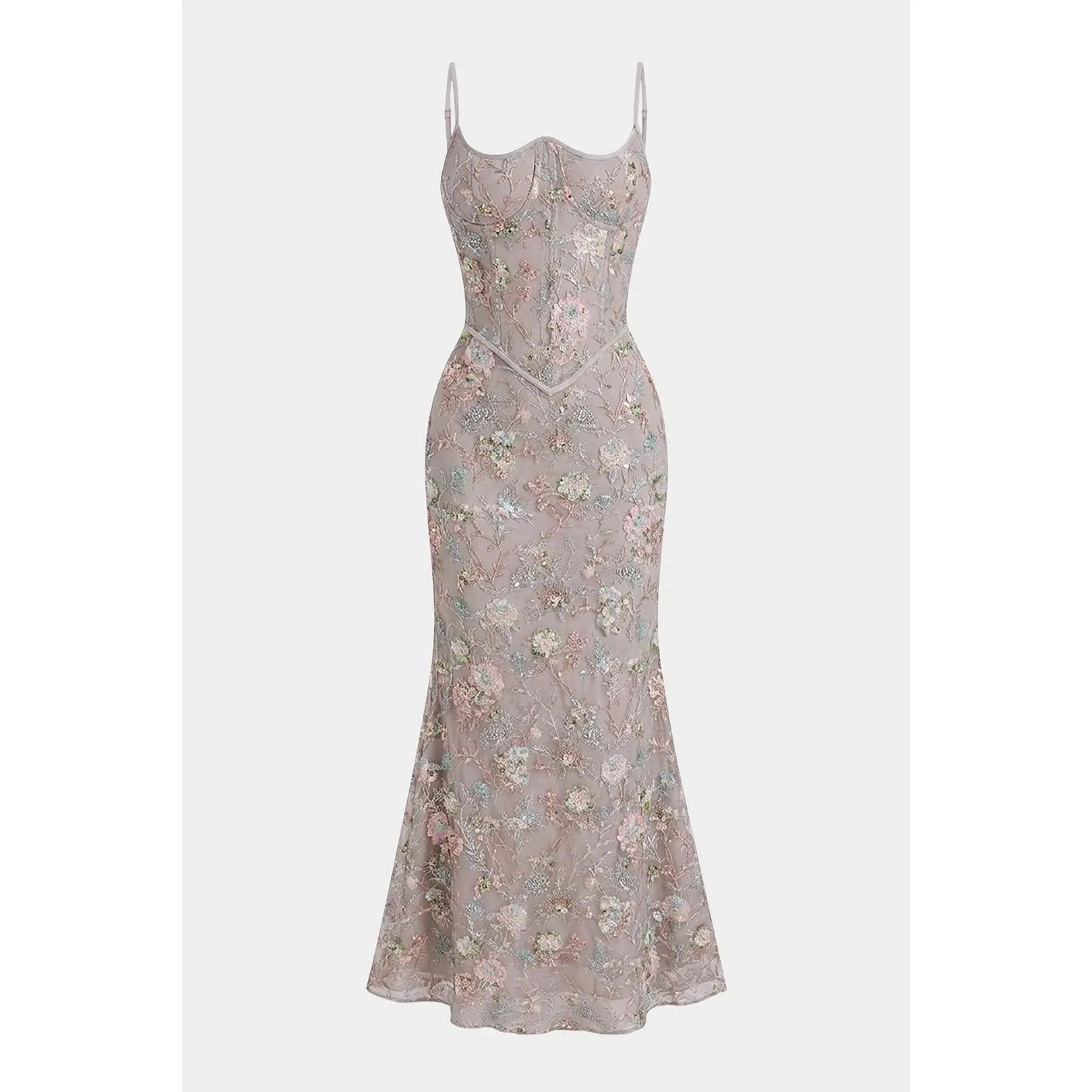 Floral Print Tie Back Corset Backless Sleeveless Maxi Dress