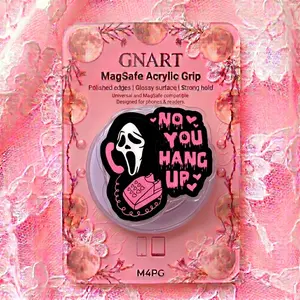 Whimsical Sassy Ghost Slasher Calling MagSafe Acrylic Grip | Universal Glossy Edge Magnetic Phone Holder | Cute Spooky Season Accessory for iPhone