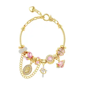 Tewiky Gold & Silver Aurora Multi-Element Snake Chain Bracelet for Women, Two-Tone Dainty Charm Bracelet, Trendy Daily Jewelry Gift For Easter, Mother's Day & Birthday