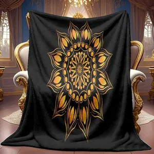 1pc Golden Abstract Floral Pattern Theme Pattern Flannel Blanket Soft High-definition Digital Printing Cooling Blanket Suitable For All Year Round! 100% Polyester Fiber, Suitable For Family And Friends All Year Round