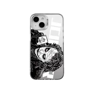 Cool Joker Illustration iPhone Case| Step Camera Bump Full-Body Shockproof| Edgy Street Style & Movie Fan Gifting| Black & White Line Art Neon Green Contrast Premium Dark Aesthetic (Compatible with iPhone 17 Air/16 Pro Max/15/14 Pro)