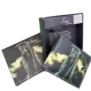 Santa Muerte Western wallet printed pattern two sides short bi-fold faux leather Holy Death wallet in box