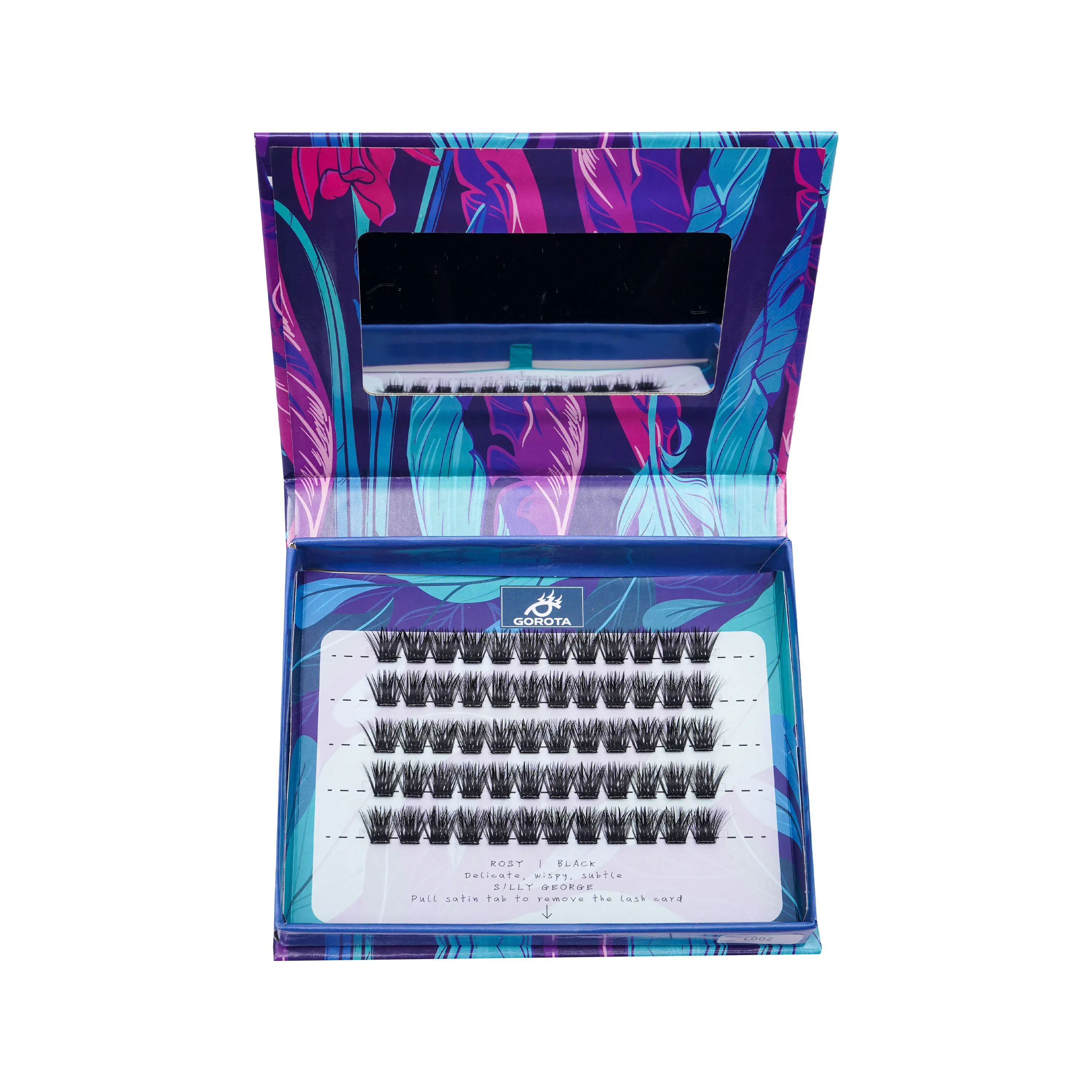 Gorota 12mm Self-Adhesive Lash Clusters with Mirror Box, Glue-Free Press-On Segmented Lashes, Natural Wispy False Eyelashes for Easy DIY Lash Look