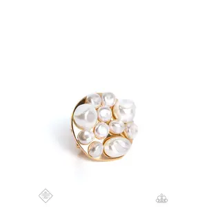 SEA Reason - Gold White Pearl Circle Ring - Paparazzi - Fashion Fix  August 2023