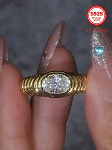 1 PC 1.5CT D Color Moissanite Vintage Twisted Ring S925 Silver 18K Gold Plated Irregular Luxury Statement Band Ring With Gift Box Trendy Women Jewelry Gift For Her