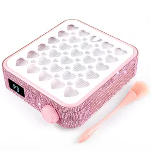 BQAN Mini Nail Dust Collector Portable, High-Power 4200rpm, Professional Nail Tool, for Nail Salons&Home, for Acrylic Drilling Dust Beginner Friendly Small Manicure Tool (Pink Rhinestones)，Powered by outlet