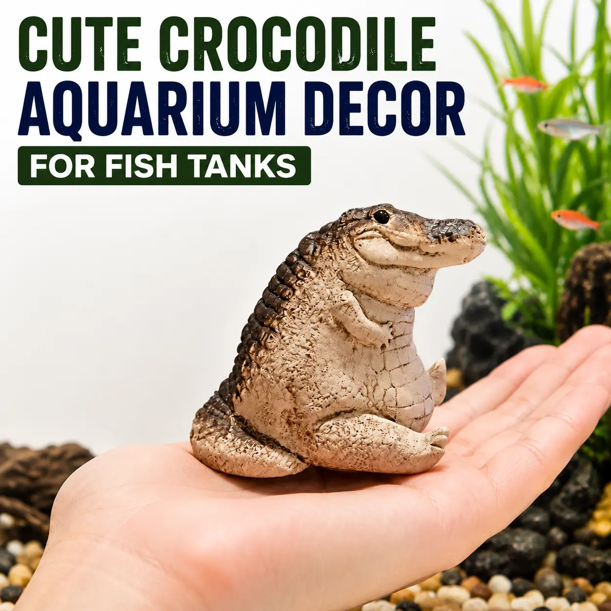 Aquarium Decorations MIUVA Resin Crocodile Fish Tank Ornament Cute Alligator Tank Decor for Aquariums Terrariums Desktop Home Decoration Restock