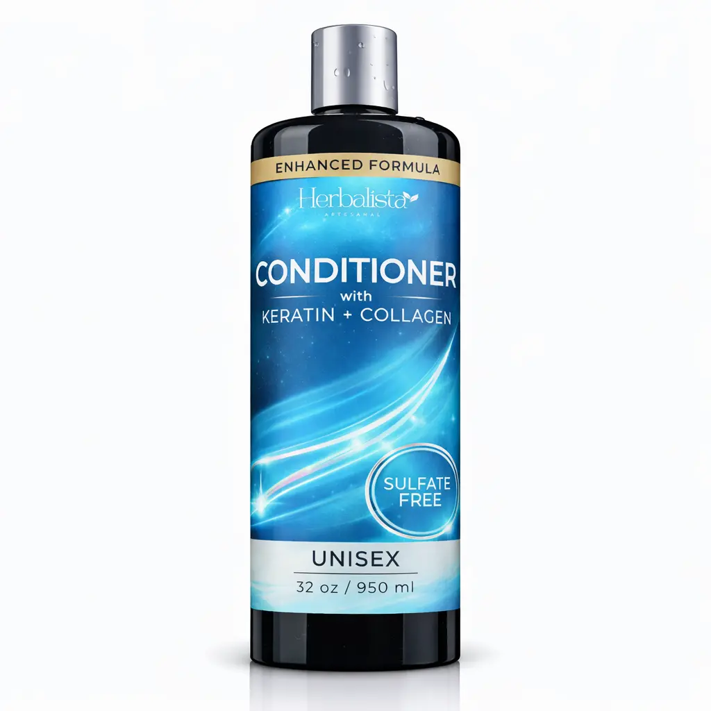 Herbalista Keratin & Collagen Conditioner 32oz (950ML), Alcohol-Free, Oil-Free Hair Conditioner, Volumizing & Moisturizing Formula for Softer Fuller Looking Hair, Unisex Haircare