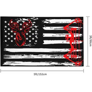 Vintage Deer Hunting US Flag Super Polyester flag 3x5 Foot Banner with Outdoor Home Decor Ornaments Party Decoration Supplies Birthday Party Decorations
