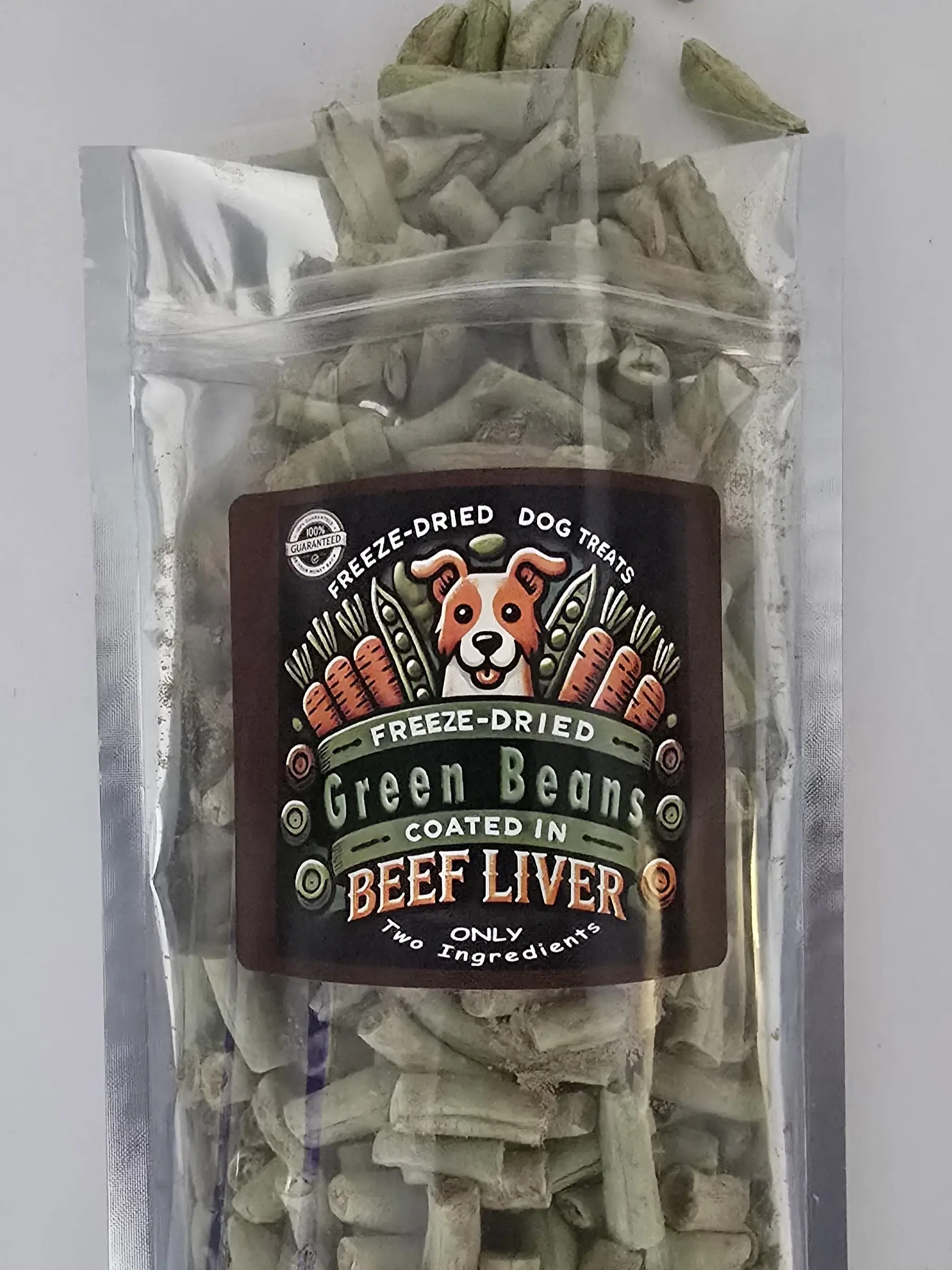 Freeze-Dried Green Beans coated in Beef Liver Treats
