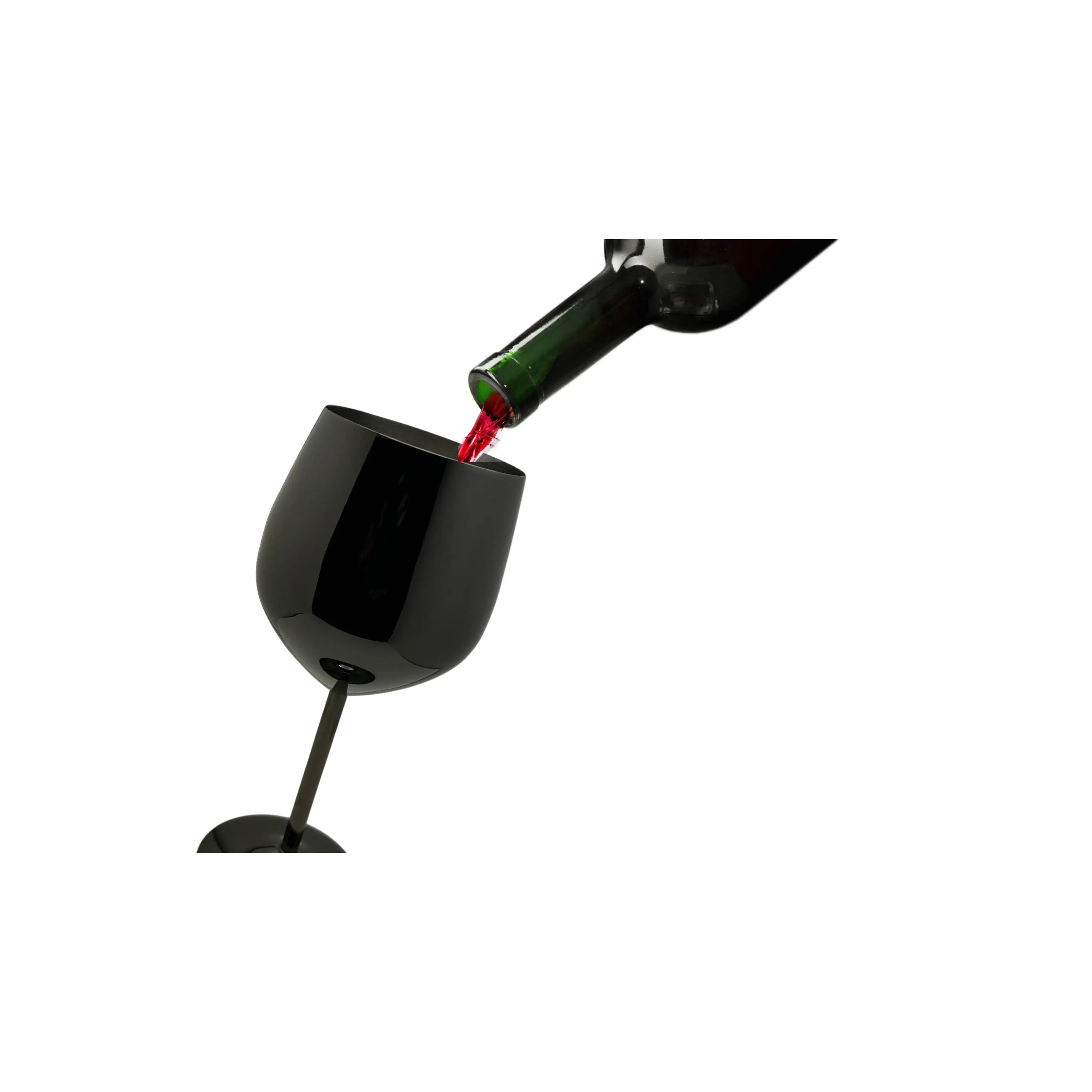 K&K Home Shiny Black Stainless Steel Unbreakable Wine Glasses - 18 oz - Set of 2 Colored, Stemmed Metal Wine Glasses Perfect for Outdoors, Weddings, and Fancy Gatherings
