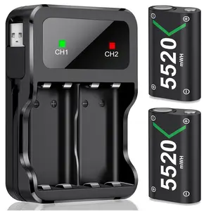 Xbox One Controller Battery Pack, 2x5520mWh Fast Charging USB Xbox Rechargeable Battery Pack Charger Station for Xbox Series X|S/Xbox One/Xbox One S/Xbox One X/Xbox One Elite Controller