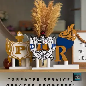 Sigma Gamma Rho Sorority INC Desk Too Sign with Founding Year 1920 and Motto "Greater Service Greater Progress" Decor