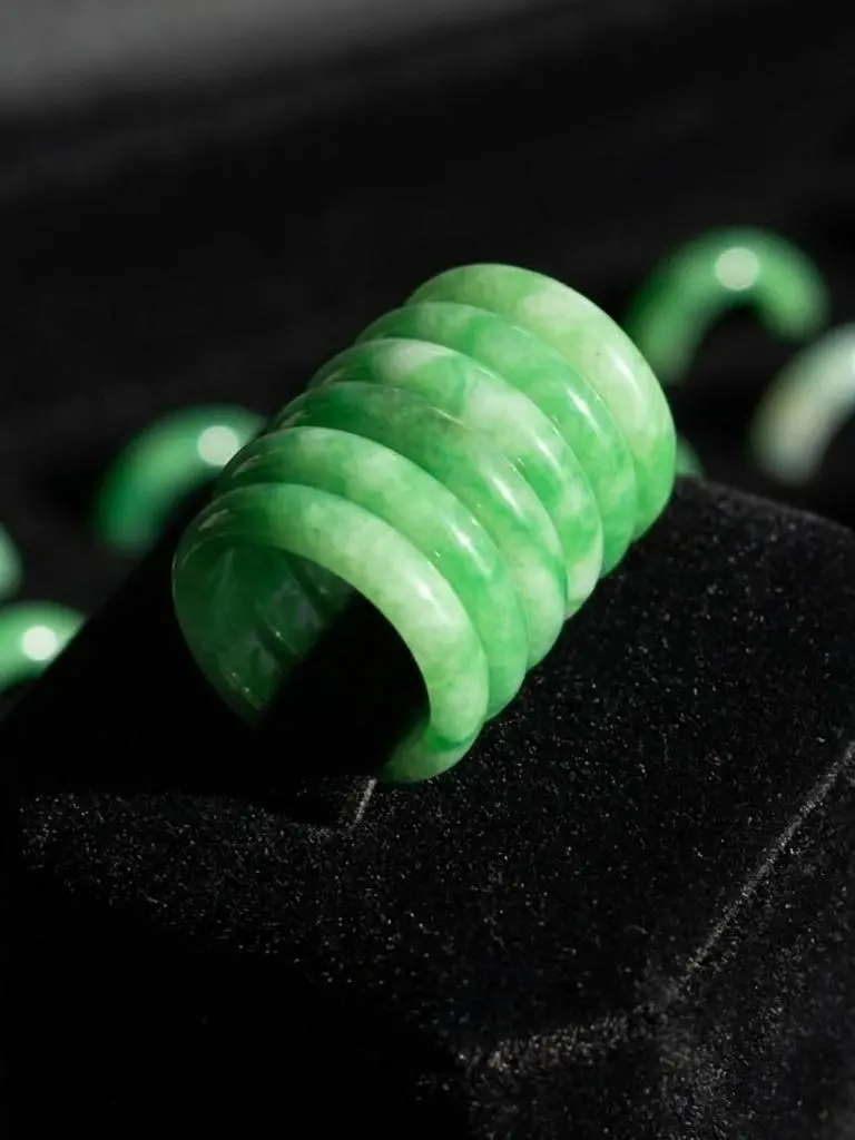 Apple Green Jade Midi/pinky Ring – Slim Stacking Band