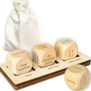 Wooden Dice Game Set, 1 Set 3 Grid Dice Board Game with 6 Counts Dice, Party Game for Family Gathering, Party Favors for Friends