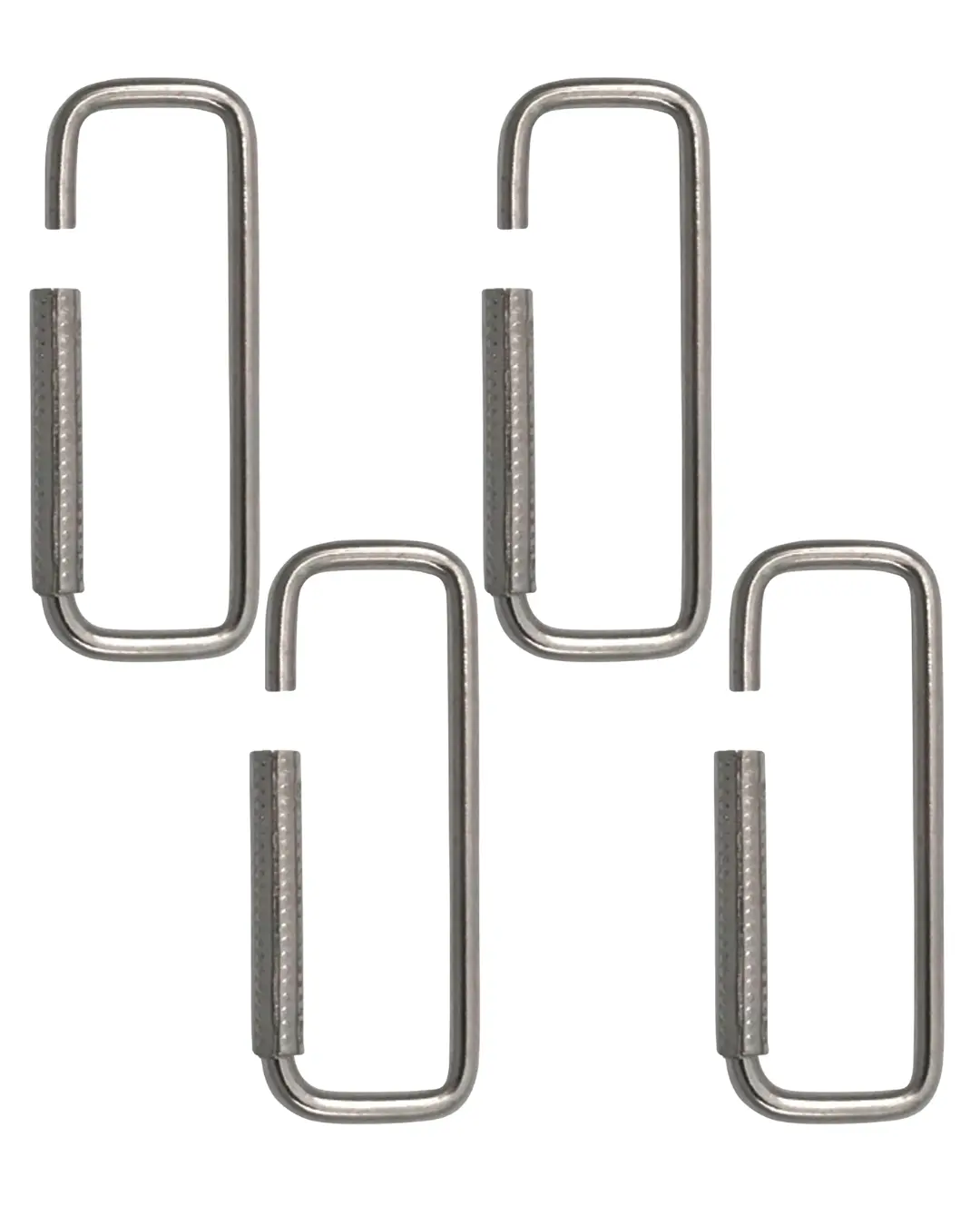 Sturdy Rectangle Keychains, 4-Pack - Stainless Steel 2-Inch Key Rings with Spring Closure Sleeve and 3/16-Inch Opening for Men and Women