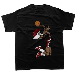 CLYDE DREXLER (Art)-Black T-shirt