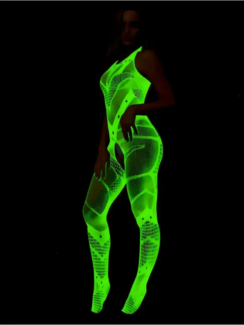 ultra sexy plus size lingerie Wome Lady Lingerie Suspenders Glow-in-the-dark Hollowed out Sexy  BodyStockings main image 1