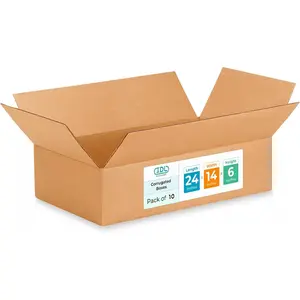 Large Shipping & Moving Boxes 24x14x6 inches (10-Pack) - Extra Strength 200 lb vs Regular - Corrugated Cardboard Moving Boxes - Large Box for Packaging by IDL Packaging