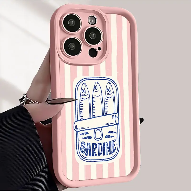 Unique Vermicelli Sardine Design Phone cases Case Compatible with iPhone 17 Pro Max 16 16e 15 14 Plus 13 12 Mini 11 Air X XS Pattern TPU Lens Protection Durable Soft Cover Valentine's Day Gift 2D printing, Accessories, Smartphone, Cellphone, Casing