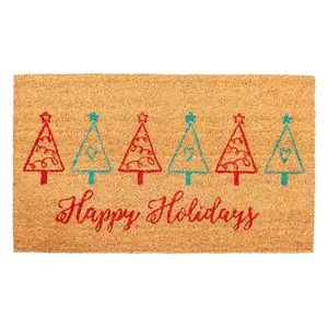 Calloway Mills  17 x 29 in. Christmas Tree Fun Rectangular Doormat, Red & Green