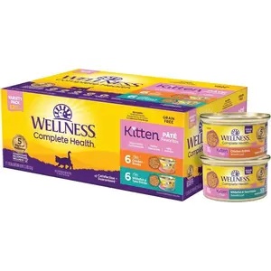 Complete Health Kitten Wet Cat Food Pate Variety Pack - Grain Free Whitefish & Chicken - 3 oz Cans, 12 Cans.
