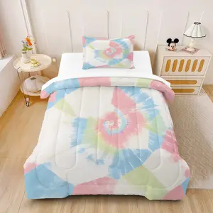 2/3Pcs Ins Trend Color Art Quilted Comforter Set, Matches Fresh Sweet Home Decoration. Great Aesthetic Upgrade. Budget Friendly Warm Bedroom Ambience Bedding. Comforter With Filling, Pillows Without Filling
