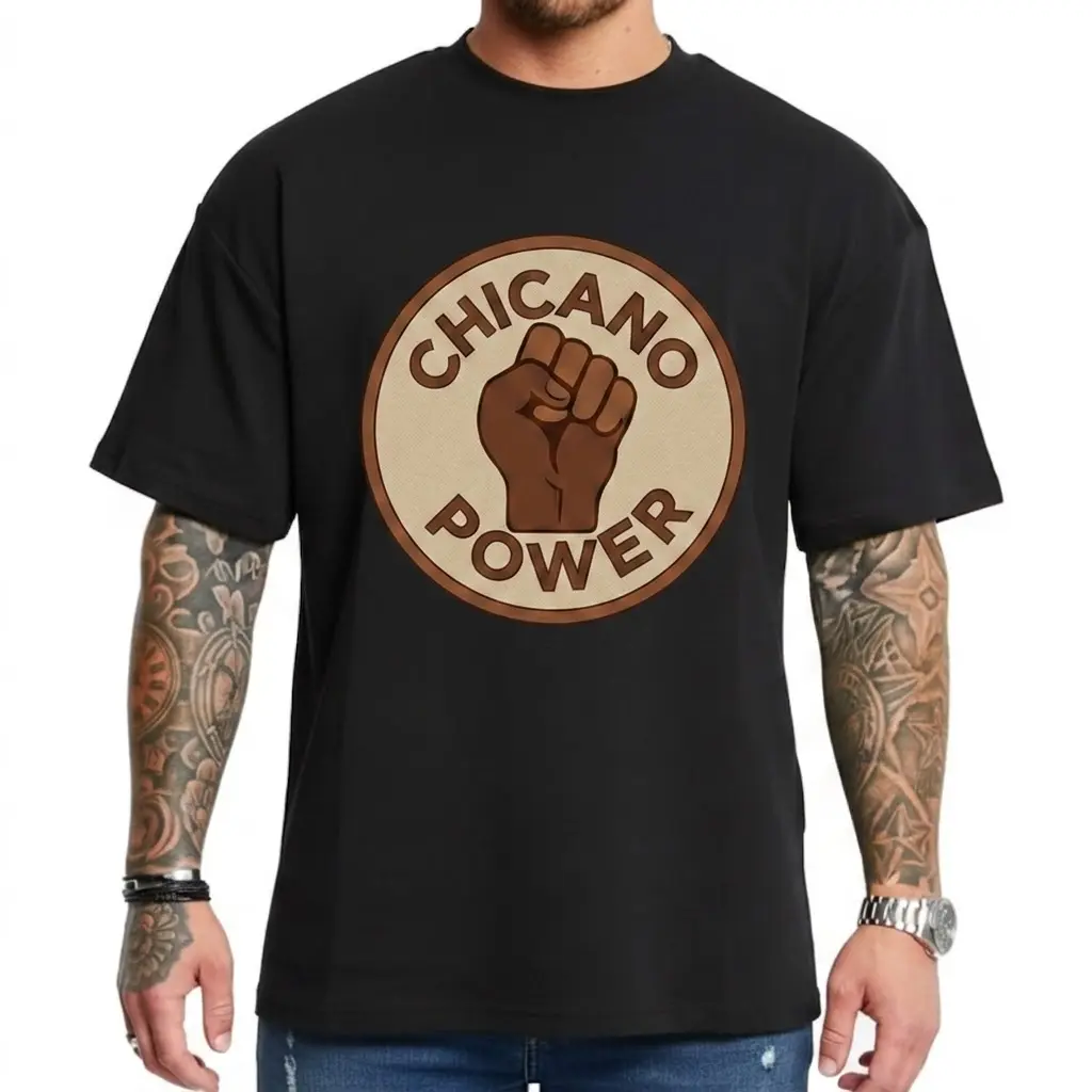 Chicano Power T-Shirt - Tee Shirts T-Shirt Hoodie Sweatshirt Oversized Outfits Casual, Chicanos Clothing, Cholo Clothes Mexican Style, Fashion, Gift For Men and Women, Full Size, Outdoor, Lowrider, StreetStyle, Top, Unisex Womenswear