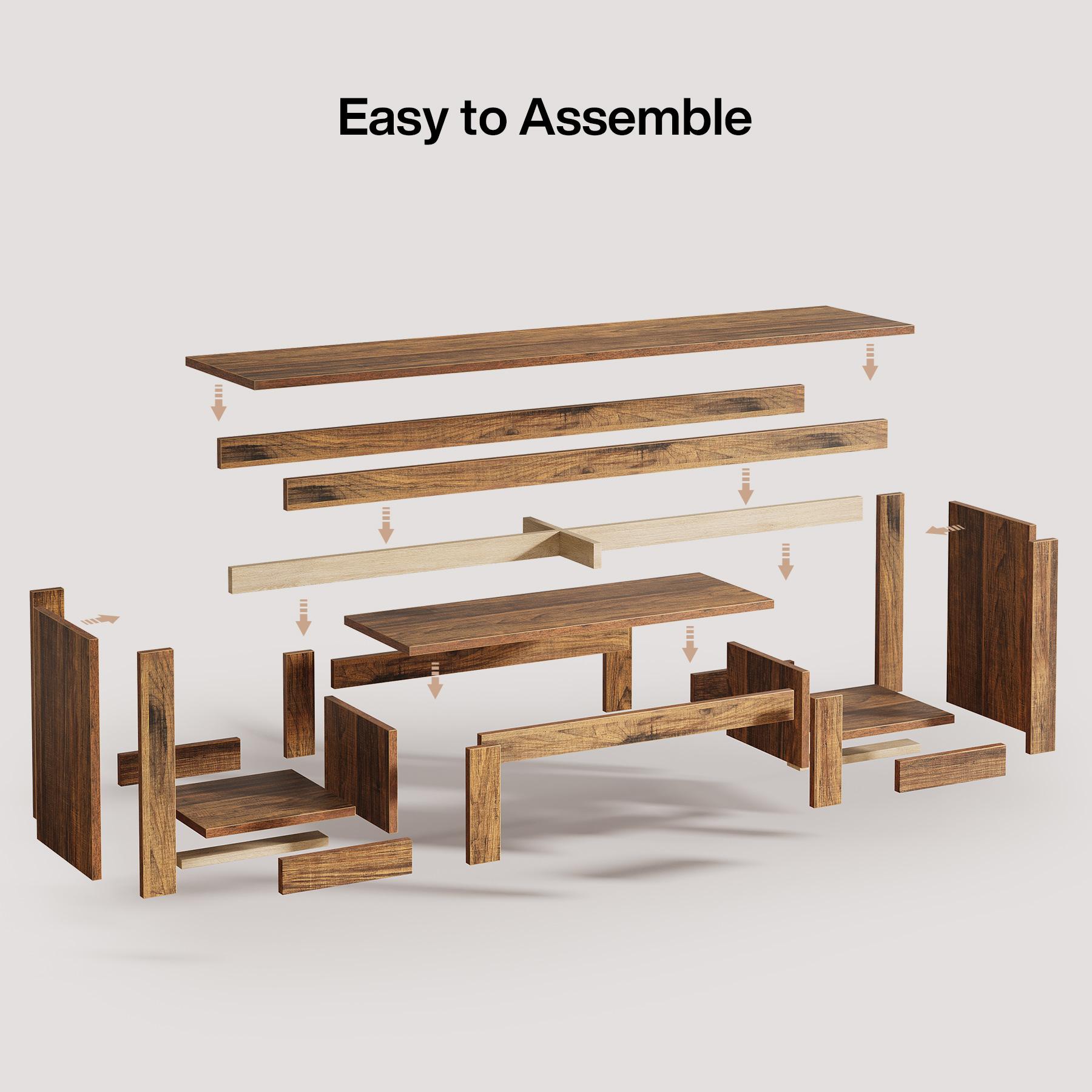 LITTLE TREE 63-Inch TV Stand for 55/60/65/75-Inch TVs, Farmhouse Entertainment Center with Open Storage Shelves, Rustic Brown Television Console for Living Room, Bedroom