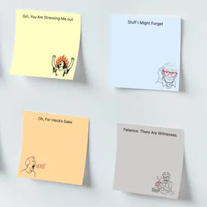 Sarcastic Sticky Notes Gag Gift Set | 4-Pack Funny & Relatable Office Humor Memo Pads | White Elephant Gift for Stressed Coworkers & Adults | 3x3 Desk Accessories