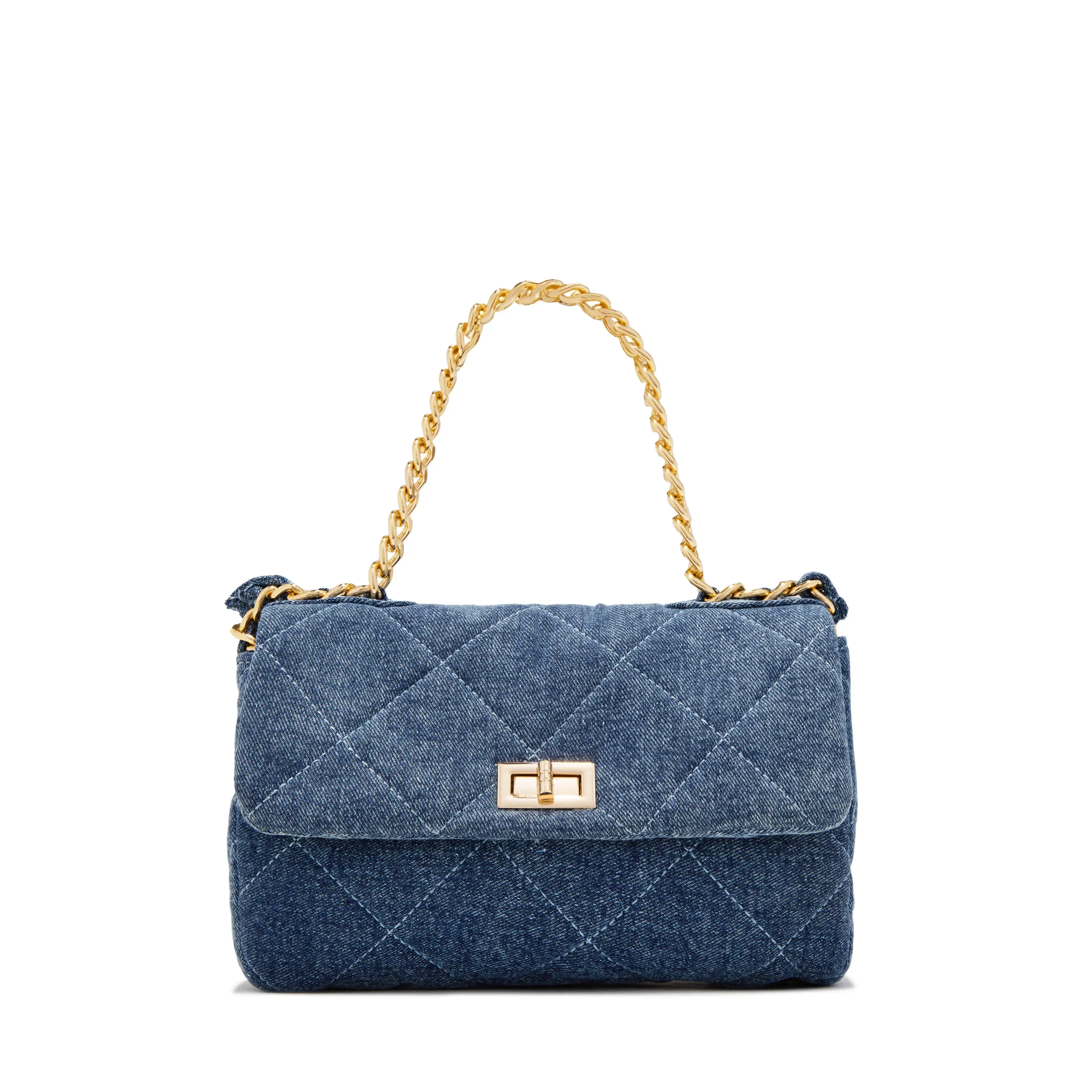 Britney Quilted Denim Crossbody Bag - Denim
