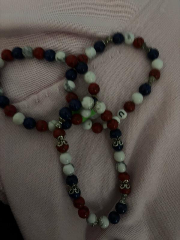 Hippy Dave Emerald Jade Kyanite Malaysian Jade Stones Bracelet with Red White Blue Beads USA Charms Handcrafted Jewelry