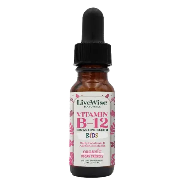 LiveWise Vitamin B12 Drops for Toddlers & Kids – Energy & Nervous System Support (0.4oz)  Healthcare Dietary Supplement